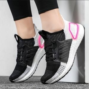 Adidas Women's Ultraboost 19 Running Shoe, Black  White Pink EF1625 Size 8.5